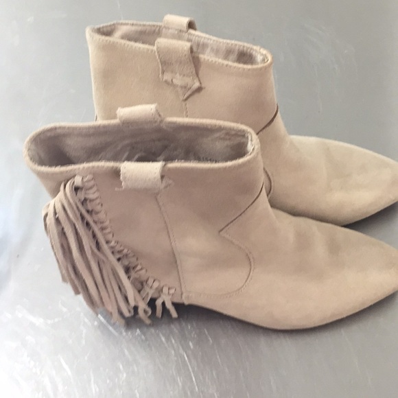 Zara basic collection❄️cream suede fringed booties - Picture 8 of 8